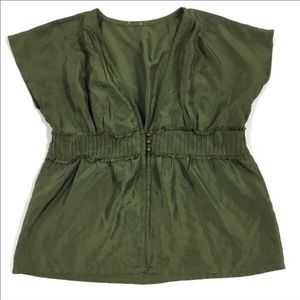 100% Silk Gap Olive Green Blouse Large